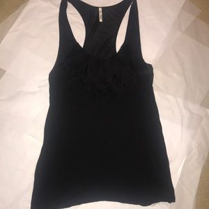 Black racer back feather detailed top